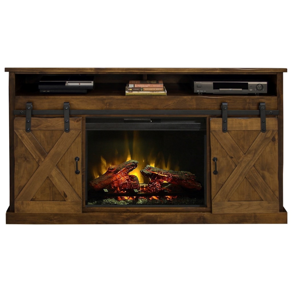 Legends Furniture Farmhouse Collection FH5120.AWY 66" Fireplace Console with Sliding Doors | Hudson Shop for the Legends Furniture Farmhouse Collection 66" Fireplace Console at Hudson